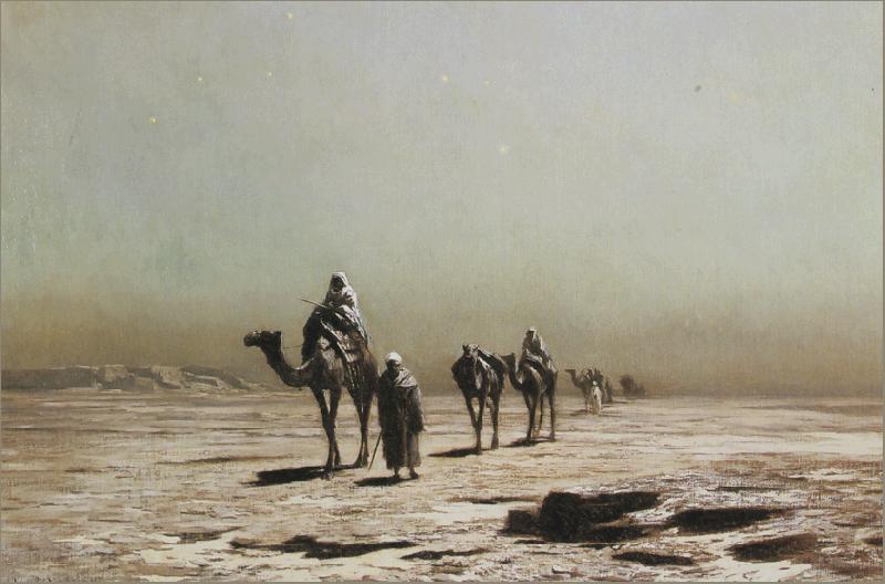 Ludwig Hans Fischer An Arab Caravan at Dusk.